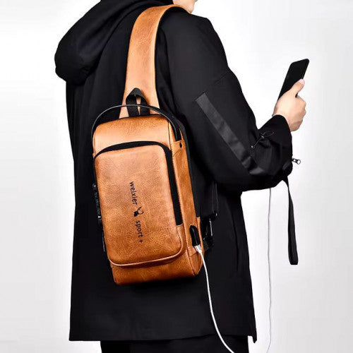 BOLSO IMPERMEABLE PARA HOMBRES MOLCHILA PARA HOMBROS COLOR MARRON ANTI ROBO